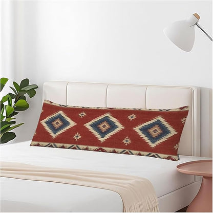 Decorative Body Pillow Covers 20x54inch Ethnic Red, Southwest Native American by Unknown