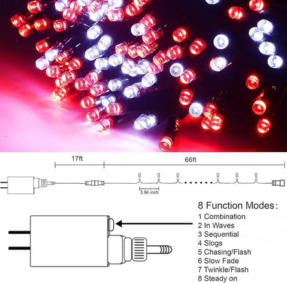 HOME LIGHTING 66ft Valentines Decorative Mini Lights, 200 LED Green Wire Fairy - Image 3