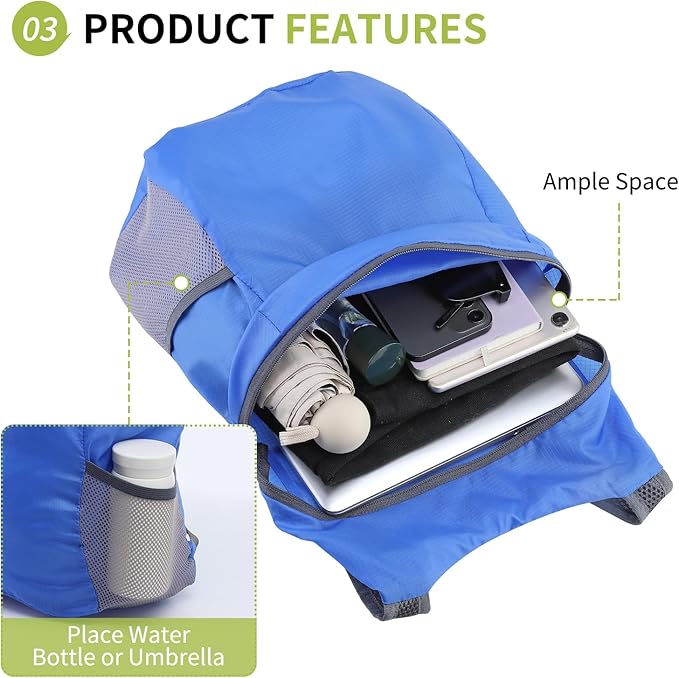 20L Ultra Hiking-Daypack Lightweight Foldable Travel Packable Backpack - Image 5