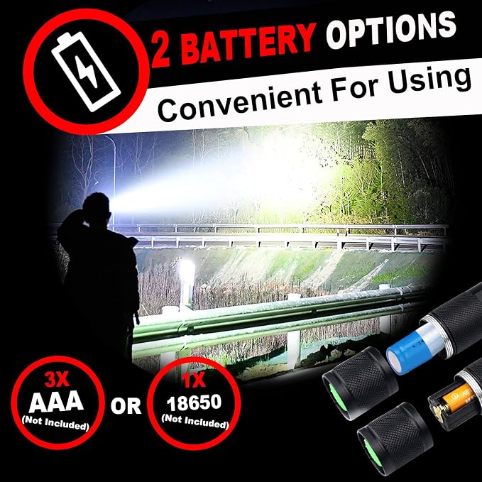 1 Mode Flashlights 6 Pack, Bright Zoomable LED Tactical Flashlight High Lumens - Image 4