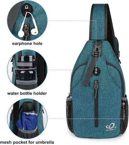 WATERFLY Crossbody Sling Backpack Sling Bag Travel Hiking Chest Bags Daypack - Image 4