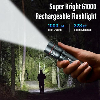 Rechargeable Flashlights High Lumens, G1000 Super Bright Flash Light Grey - Image 7