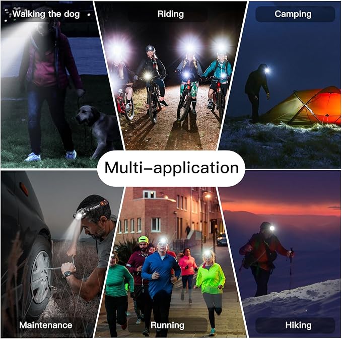 KunHe 40 Pack Headlamp Flashlight Head Lamps led Rechargeable Headlight Motion - Image 6