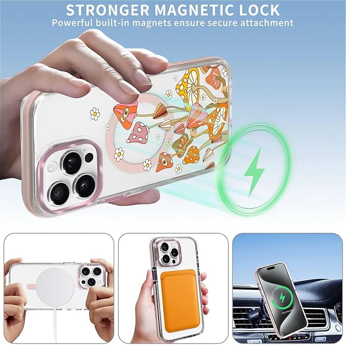 Case for iPhone 14 Pro Max, Retro Mushroom Sunflower Phone Case Design，for - Image 3