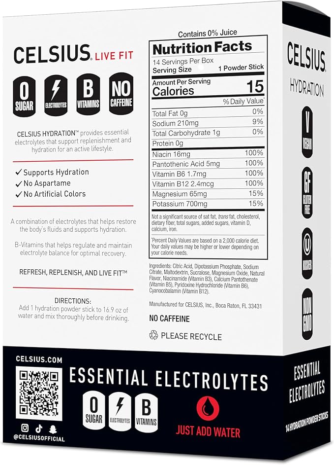 CELSIUS Hydration™ Fruit Punch, Sugar Free Electrolyte Hydration Drink Mix - Image 2