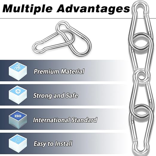 2.36'' Carabiner Clips, 1/4 Inch Heavy Duty Galvanized Steel Spring Snap Hook - Image 5