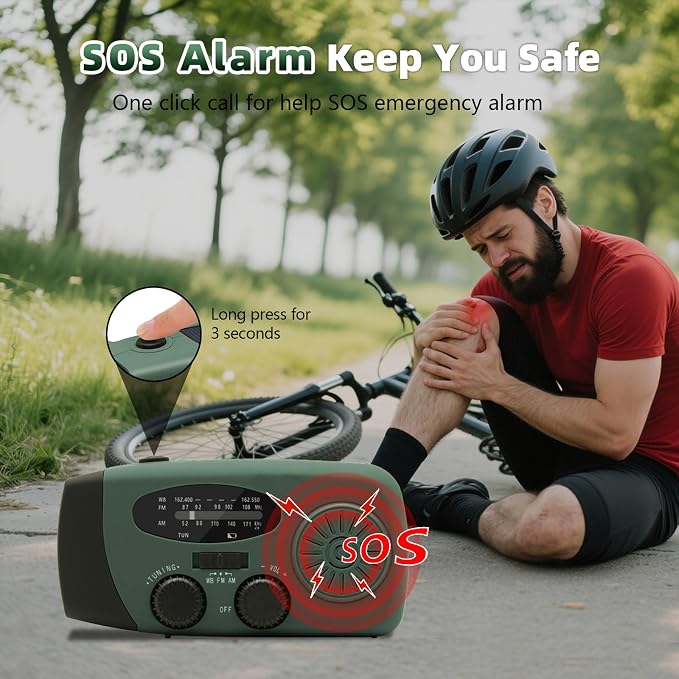 WVL 7400mWh Emergency Weather Radio, Portable Solar Hand Crank Radio AM/FM/NOAA - Image 8