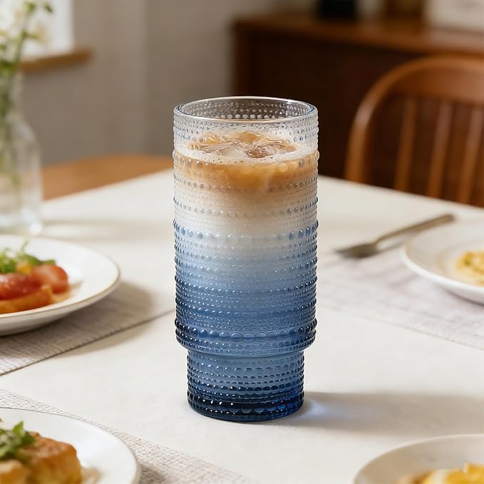 Large Capacity 16 oz Hobnail Drinking Glasses Set of 4, Vintage Glassware - Image 3