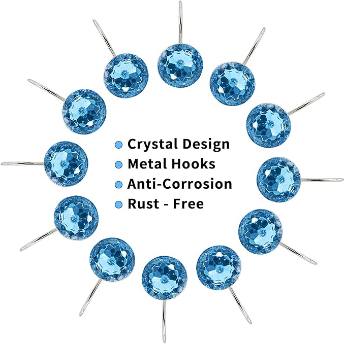 MitoVilla Blue Shower Curtain Hooks Rings, Metal Shower Hooks - Image 4