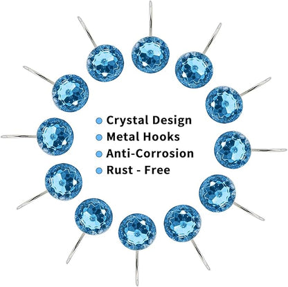 MitoVilla Blue Shower Curtain Hooks Rings, Metal Shower Hooks - Image 4