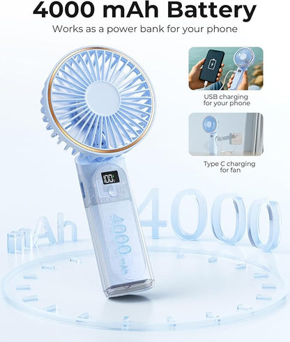 TUNISE Portable Handheld Fan, Portable Fan Rechargeable, 180° Adjustable - Image 4