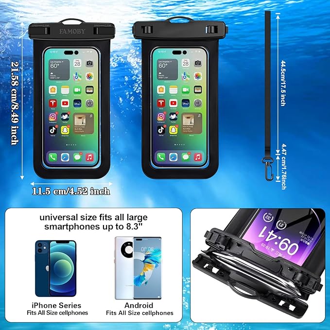 Up to 8.7" 6 Pack Multicolor Waterproof Phone Pouch, Large Phone Waterproof - Image 2