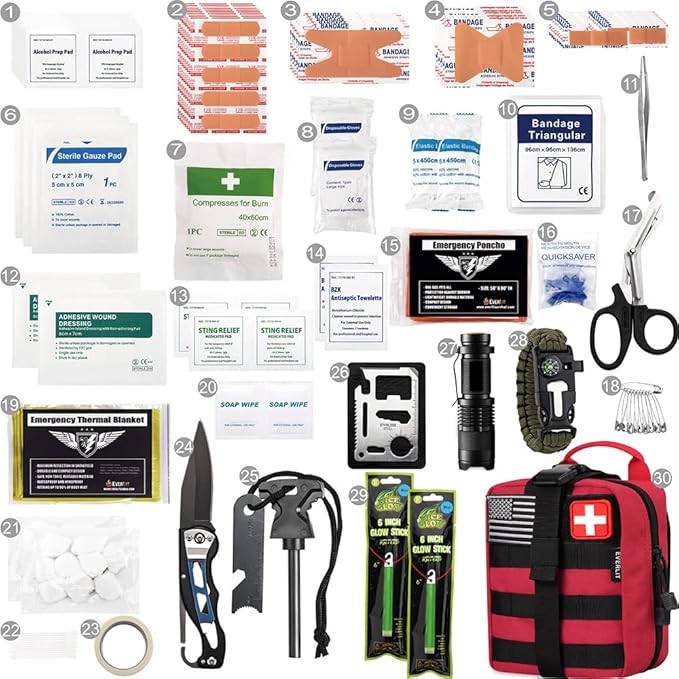 EVERLIT 250 Pieces Survival First Aid Kit IFAK EMT Molle Pouch Survival Kit - Image 2