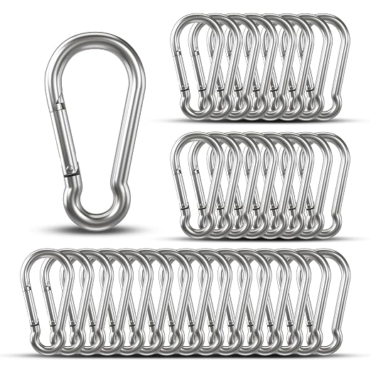 Small Carabiner Clip Hooks, Galvanized Iron Spring Snap Hook Fits Camping Hiking by KINLINK