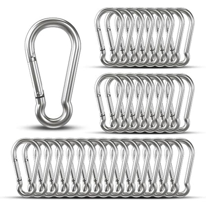 Small Carabiner Clip Hooks, Galvanized Iron Spring Snap Hook Fits Camping Hiking by KINLINK