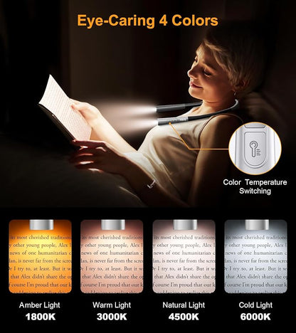 Gritin Book Light, Eye Caring 4-Color & 5-Brightness Neck Light Reading Light- - Image 3