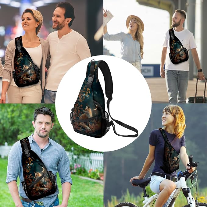 FyLybois Fox Print Sling Bag for Women Lightweight Crossbody Backpack Casual - Image 2