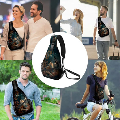 FyLybois Fox Print Sling Bag for Women Lightweight Crossbody Backpack Casual - Image 2