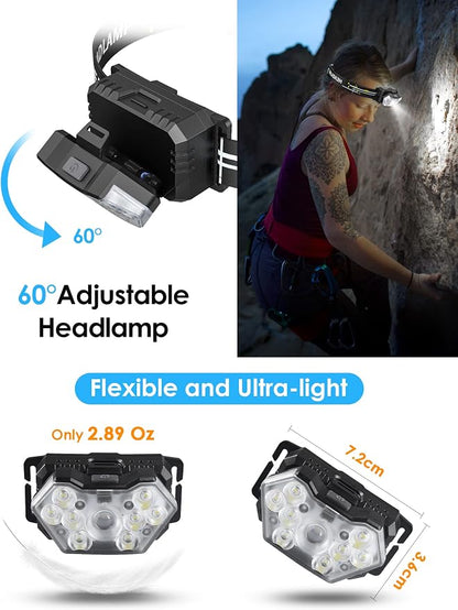 Lsnisni 9 LED Headlamp 2 Pack, 2000 Lumen Super Bright Head Lamp - Image 4
