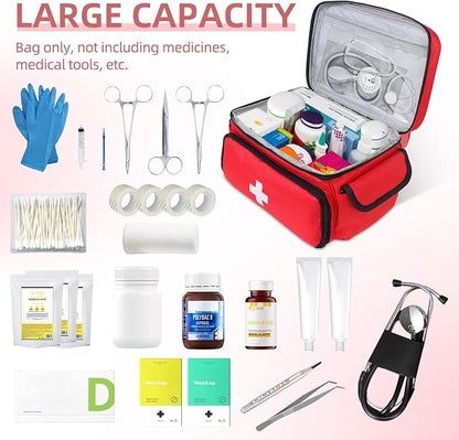 ALSLEA First Aid Bag Empty First Aid Kit Storage Box 12" x 9" x 7" Medical Bag - Image 4