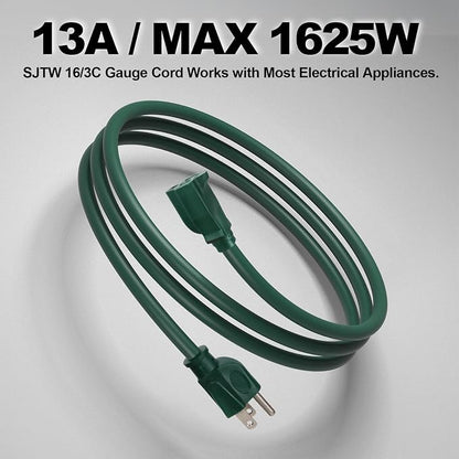 EP 15FT Green Outdoor Extension Cord, 16/3 SJTW Heavy Duty Waterproof, 3 Prong - Image 6