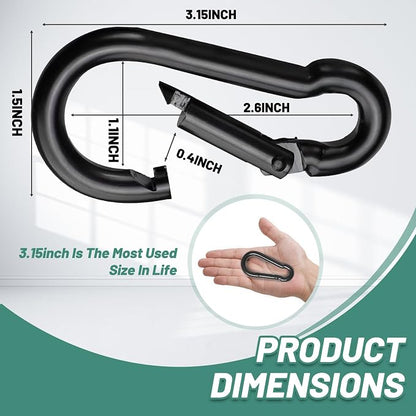 Pixel Panda 3.1&4 Inch Heavy Duty Carabiner Clips Load 1000lbs, 2&4&8Pack Large - Image 2