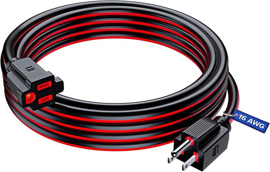 Maximm 15 Ft Black and Red Extension Cord, Heavy Duty 16 AWG, ETL Listed by MaximmCable