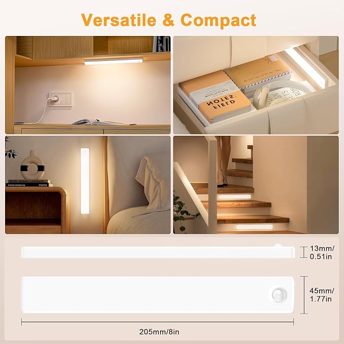Under Cabinet Lighting, USB Rechargeable Motion Sensor Light Indoor, Battery - Image 7