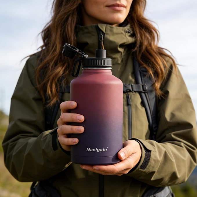 Navigate 64 oz Insulated Stainless Steel Sports Water Bottle - Image 7