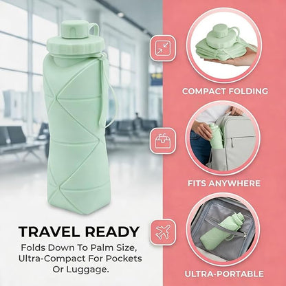 Collapsible Travel Water Bottle 20oz, Foldable Silicone Lightweight Reusable - Image 7