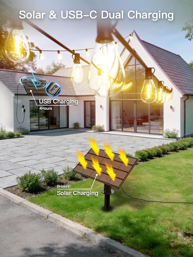 50FT Solar String Lights Outdoor Waterproof, 18+1 LED Solar Powered Lights - Image 5