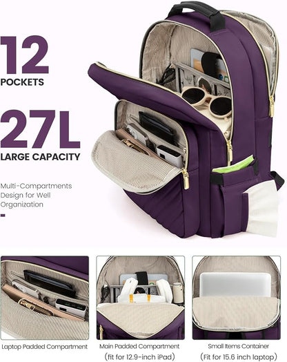 LOVEVOOK Laptop Backpack Purse for Women, Work Travel Computer Bags, College - Image 2