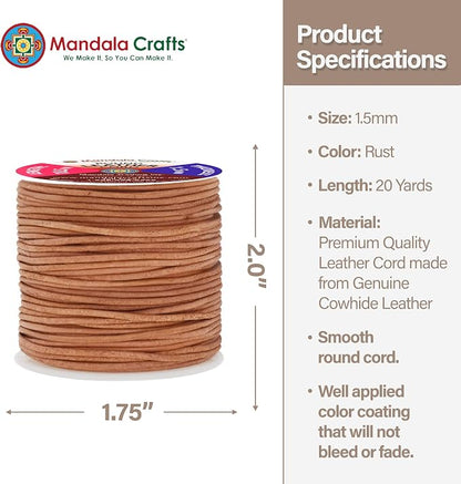 Mandala Crafts Round Genuine Rust Leather Cord - Image 4