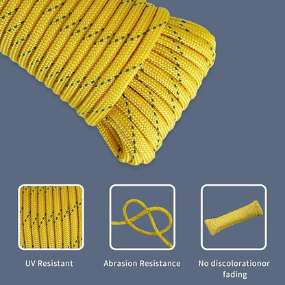 Paracord Rope, Reflective III Parachute Cord 7 Strand Core 550lb, 50ft Yelow - Image 4