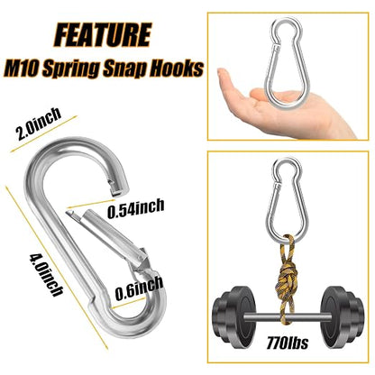 EPHECH 30PCS 4" Heavy Duty Spring Snap Hook, M10 3/8" Galvanized Steel - Image 2