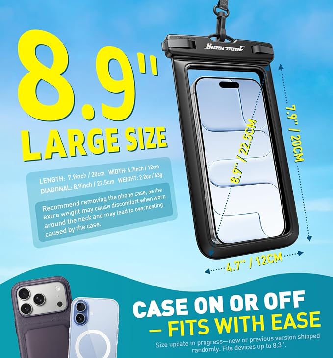 Hiearcool Waterproof Phone Pouch, Universal Case Compatible - Image 3