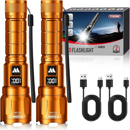 WdtPro LED Rechargeable Flashlight 2 Pack, Super Bright Zoomable 6000 Lumens - Image 8