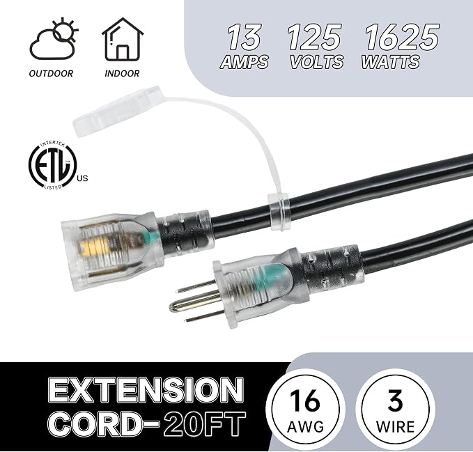 50FT 16 Gauge Outdoor Extension Cord, 7 Spaced Outlet Cable.Multi Outdoor - Image 4
