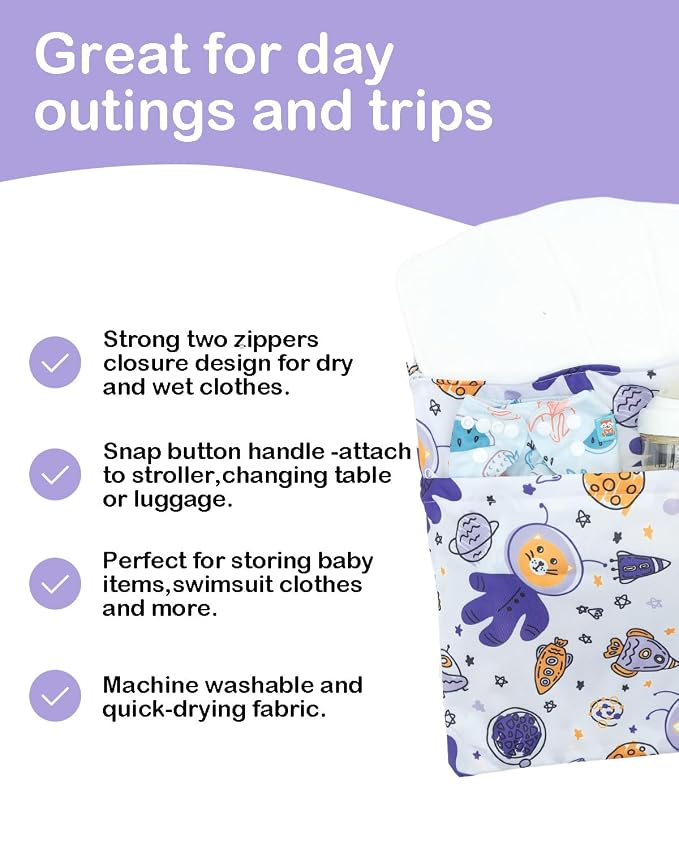 ALVABABY 3 Cloth Diaper Wet Dry Bags Waterproof Reusable - Image 4