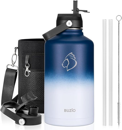 BUZIO Vacuum Insulated Stainless Steel Water Bottle 64oz BPA Free Double Wall by BUZIO