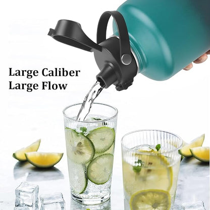 Water Bottle Insulated 32oz 40oz 64oz 128oz Straw Lid Spout Lid & 3 Lids - Image 5