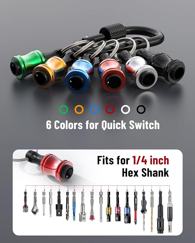 Katerk Bit holder Keychain Light-weight Extra 2 Black Carabiners Portable 6 pcs - Image 2