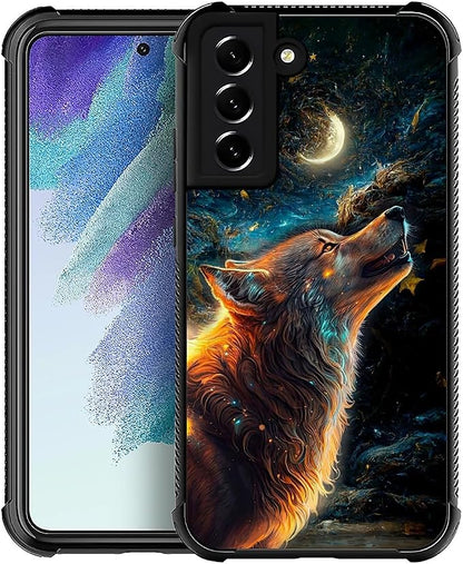 for Samsung Galaxy S22 Case, Star Cave Hungry Wolf Pattern Graphic Design Girl by FKBRCL4U