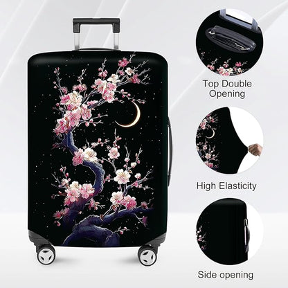 ANNA QUEEN Cherry Blossom & Moon Luggage Cover-Stretchable, Water Resistant & - Image 2