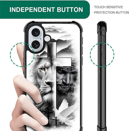 for iPhone 16 Case, Lion Cross Jesus Christ Dove Pattern Graphic Design Girl - Image 5