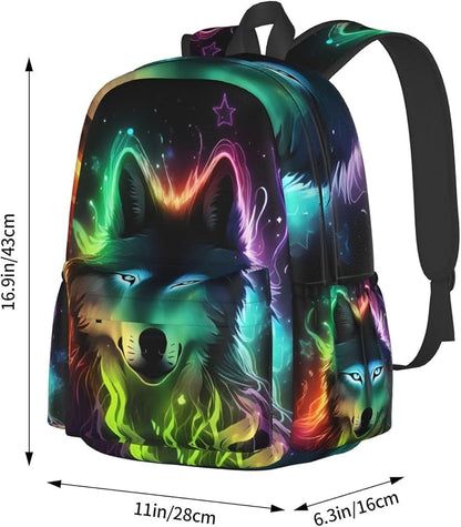 cfpolar 17 Inch Backpack Galaxy Colorful Wolf Laptop Bag Shoulder Bag School - Image 4