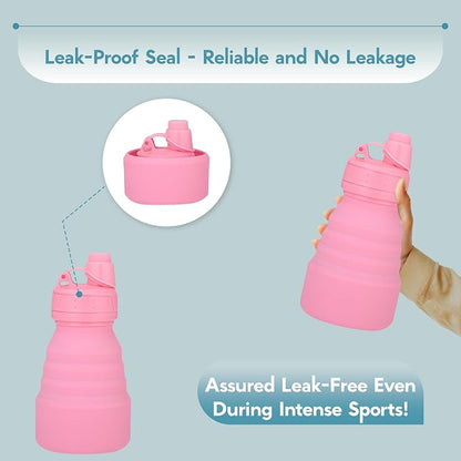 Collapsible Water Bottles 17oz, Odorless BPA-Free Silicone, Leak-Proof Foldable - Image 4