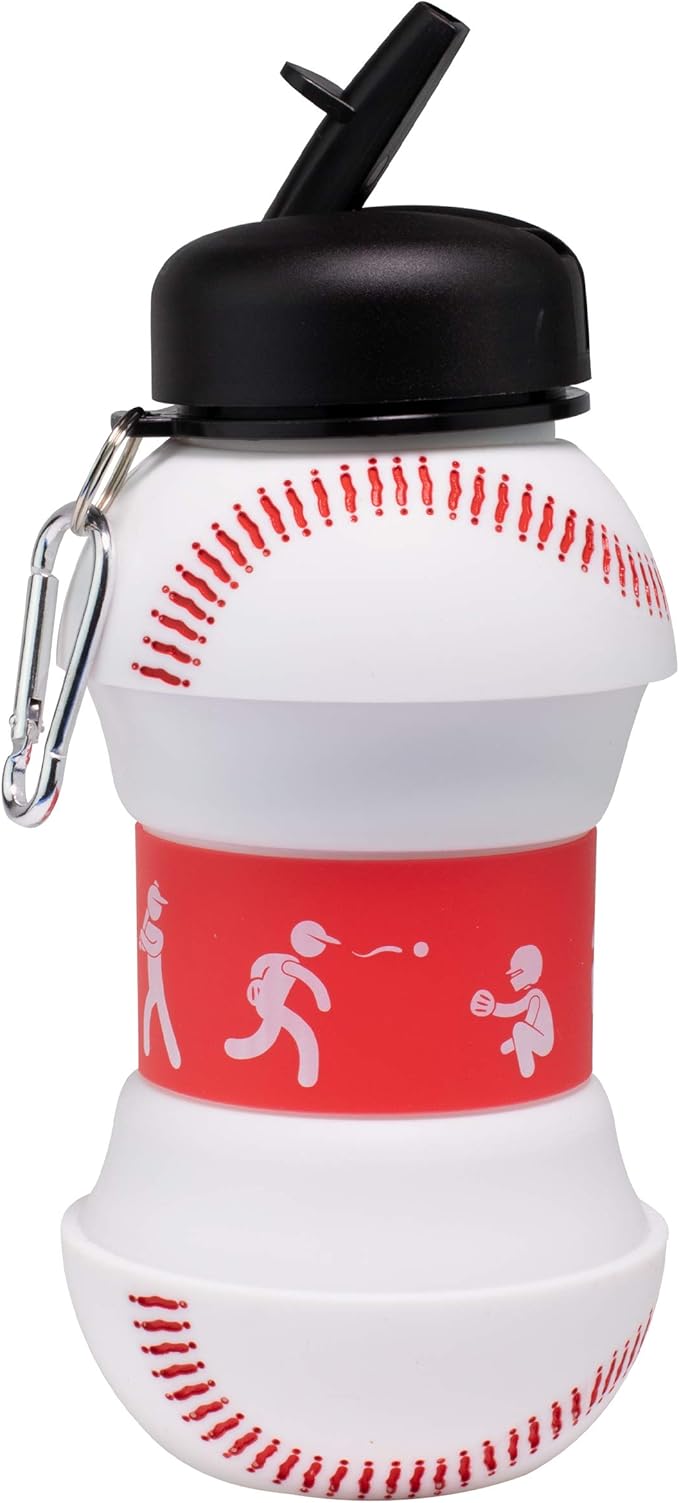 Maccabi Art Clip-On Collapsible BPA-Free Silicone Baseball Water Bottle - Image 2