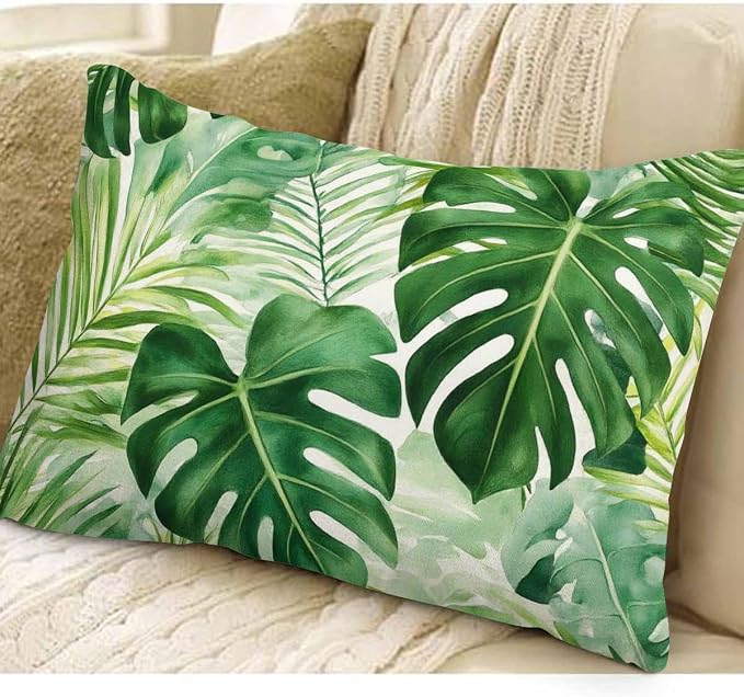 EKOBLA Throw Pillow Cover Green Tropical Palm Fern Leaves Jungle Foliage - Image 3