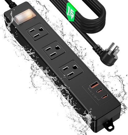 15FT Outdoor Waterproof Power Strip Surge Protector by Unknown